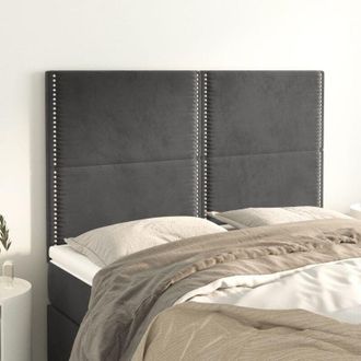 vidaXL Cabeceros 4 Unidades Terciopelo Gris Oscuro 72x5x78/88 Cm Vidaxl
