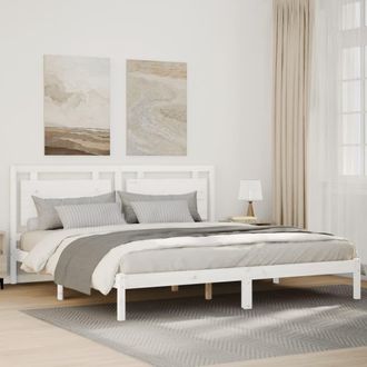 Berkfield Home Extra Long Bed Frame without Mattress&not;White 200x220 cm Solid Wood in White
