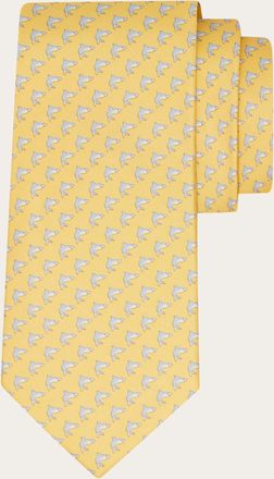 Ferragamo Men Shark print silk tie Yellow
