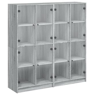 Berkfield Home Bookcase with Doors Grey Sonoma 136x37x142 cm Engineered Wood | Size: 136 x 37 x 142 cm