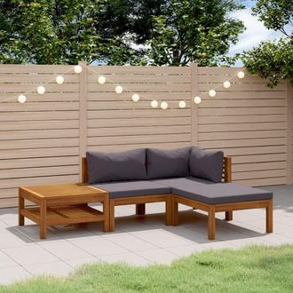 vidaXL Vidaxl - Muebles De Jard&iacute;n 4 Pzas Cojines Madera Maciza De Acacia
