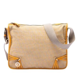 Fendi Pre-owned Canvas Crossbody Bag - Dames - Pre-owned - Beige - Maat: ONE Size Leer