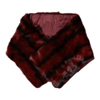 Dolce & Gabbana Silky Scarves, female, Multicolor, Size: ONE SIZE Stripe Fur Shawl Neck Wrap Scarf