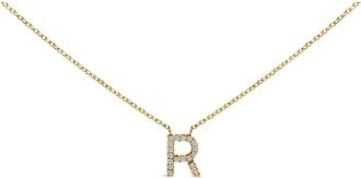 House of Brilliance 10K Yellow Gold Diamond Accent A-Z Block Initial Pendant Necklace in Yellow Gold | R at Nordstrom