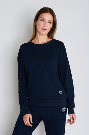 Joop Sweatshirt JOOP Comfort, Damen, Gr. 34, navy, Interlock, Obermaterial: 80% Baumwolle, 20% Elasthan, Basic h&uuml;ftbedeckend, Rundhals, angesetztes B&uuml;ndche