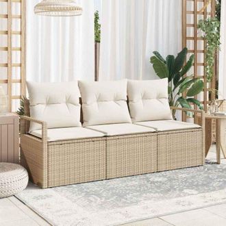 vidaXL Conjunto De Sof&aacute; De Jard&iacute;n 3 Pcs Beige Polirat&aacute;n Vidaxl