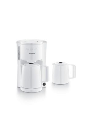 Severin Filterkaffeemaschine, Weiß, Kunststoff, 1 l,1000 ml, 24x35.5x22.3 cm, Betriebskontrollleuchte, Tropf-Stopp-Funktion, Thermoskanne
