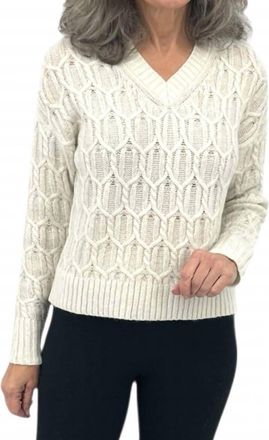 Kinross Cashmere Lofty Lurex Cable Sweater In Ivory