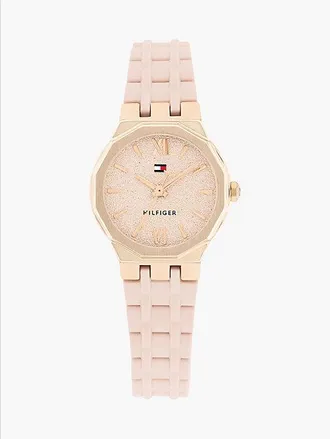 Tommy Hilfiger Reloj de oro rosa con correa de silicona