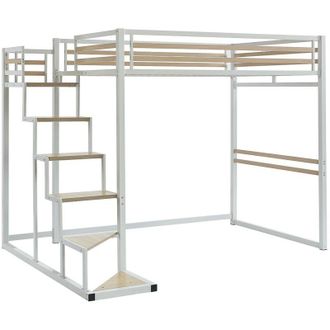 Vente-Unique Letto a soppalco 140 x 200 cm Metallo e mdf Bianco - jogui