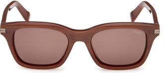 Ermenegildo Zegna 54mm Rectangular Sunglasses in Striped Foliage /Roviex at Nordstrom