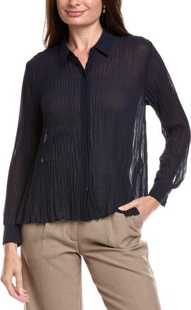 Eileen Fisher Eileen Fisher Petite Crinkled Georgette Silk Shirt