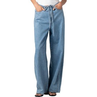 Blank NYC The Low Rise Baggy Fit Drawstring Jeans in Passing Time - Medium Indigo at Nordstrom, Size X-Small