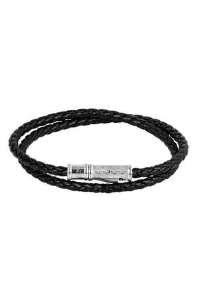 Thompson Leather Double Wrap Bracelet in Black at Nordstrom, Size Medium