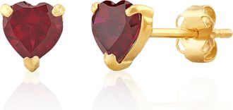 MAX + STONE 925 Sterling Silver 5mm Round Heart Gemstone Hoop Earrings