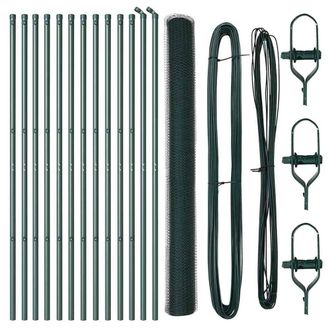 Berkfield Home Fencing Set Set of 2 Green Metal 25 x 1.5 m Durable