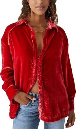 Free People Marianne Velvet Blouse In Red
