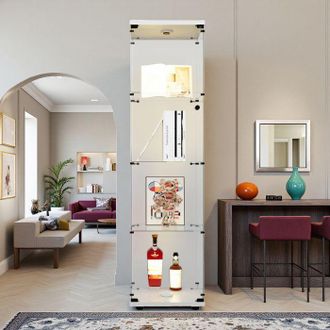 OEM Vetrina - Vetrina In Vetro 4 Ripiani - Led Integrato - Vetro Temperato - 164 X 42 X 36 Cm