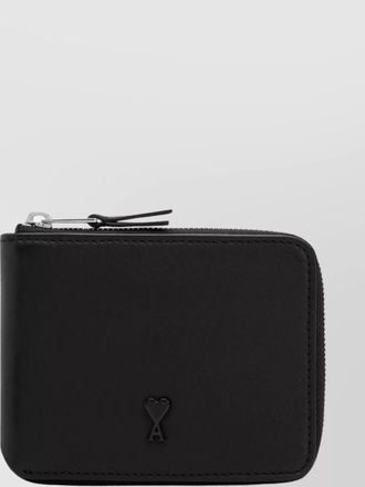 Ami leather zip-around wallet