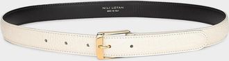 Nili Lotan Dana Croc-Embossed Leather Belt