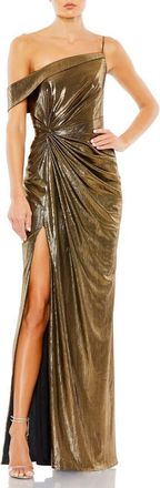 Mac Duggal Metallic Off The Shoulder Gown in Gold at Nordstrom, Size 14