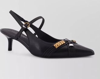 Pinko gloria 18 pumps leather metal lettering detail