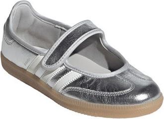 adidas Samba Jane Sneaker in Silver Met./off White/gum at Nordstrom, Size 10.5