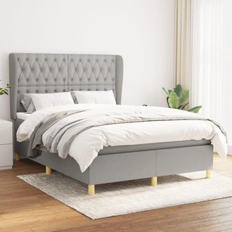 vidaXL Vidaxl - Cama Box Spring Con Colch&oacute;n Tela Gris Claro 140x190 Cm