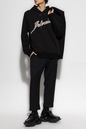 Balmain Sweatshirt With Shimmering Appliqu&eacute;s, Mens, Black