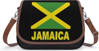 Generic Jamaican Flag Crossbody Bag Womens Handbag PU Message Bags Shoulder Purse with Adjustable Strap