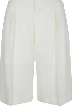 Victoria Beckham Knee-Length Tailored Shorts with Pleated Legs and Structured Silhouette