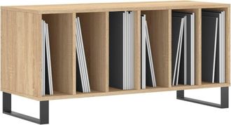 Berkfield Home Record Cabinet Sonoma Oak 100x38x48 cm Engineered Wood in Light Tan | Size: 100 x 38 x 48 cm