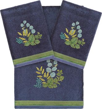 Linum Home Textiles 100% Turkish Cotton Botanica 3Pc Embellished Towel Set