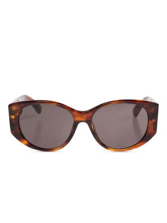 Balenciaga logo oval-frame sunglasses - Brown