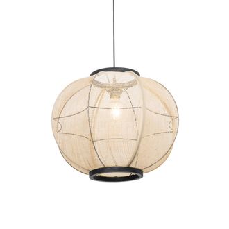 QAZQA Oriental L&aacute;mpara Colgante Inteligente Marr&oacute;n 48 Cm Con Wifi G95 - Rob Acero /textil Redonda Adecuado Para Led Max. 1 X 4.5 Watt - Qazqa