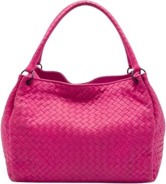 Bottega Veneta Pre-owned Woven Leather Tote - Dames - Vintage Handtas - Roze - ONE Size - Leer - Vintage