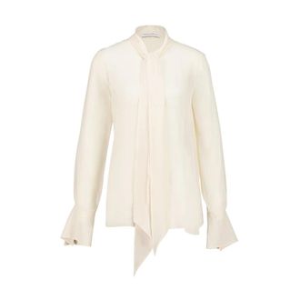 Nina Ricci Satin Lavalli&egrave;re Blouse - Dames - Overhemden - Wit - 2XS - Satijn - Overhemden