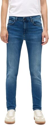 Mustang Skinny-fit-Jeans MUSTANG Damen Style Shelby Skinny, Damen, Gr. 25, L&auml;nge 32, blau (502 mittelblau), Denim/Jeans, 95% Baumwolle, 3% Elastomultiester, 2