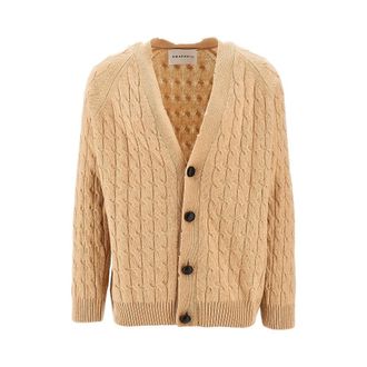 Amaranto Distressed effect cable knit cardigan Man XL