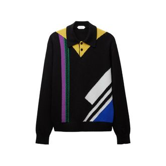 Versace Wool Intarsia Knit Polo Jumper