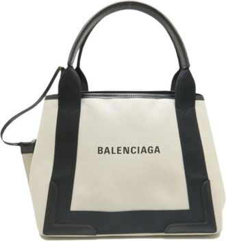 Balenciaga Pre-owned Tote Bags, female, White, Size: ONE SIZE Pre-owned Canvas Tote Bag