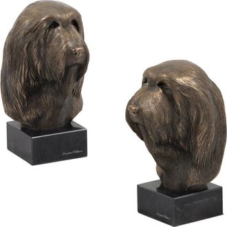 OEM Collie Barbudo, Collie De Las Tierras Altas: Estatuilla De Perro, Busto Sobre Una Base De Piedra, Escultura, Trofeo Para Una Exposici&oacute;n De Perros De A