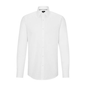 BOSS Slim-fit shirt in Italian cotton with jacquard monograms