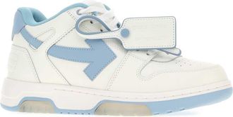 Off-white Womens White Leather Out Of Office Sneakers White-Light Blue White/light