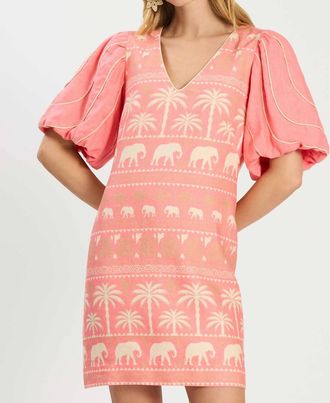 Tyler B&ouml;e Lexi Linen Tropical Mini Dress In Shell Pink