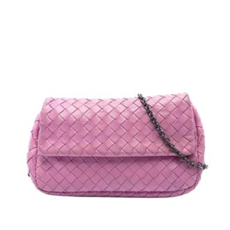 Bottega Veneta Pre-owned Woven Leather Crossbody Bag - Dames - Pre-owned - Roze - Maat: ONE Size Leer