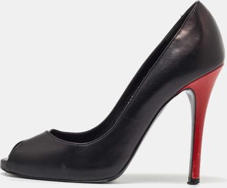 Ralph Lauren Collection Ralph Lauren Black Leather Peep Toe Pumps