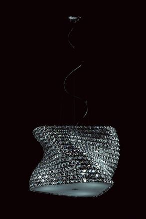 Netlighting Tia Large Chrome Crystal Pendant Ceiling Light in Clear
