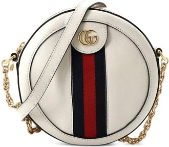 Gucci Ophidia ronde leren kleine crossbodytas - Wit