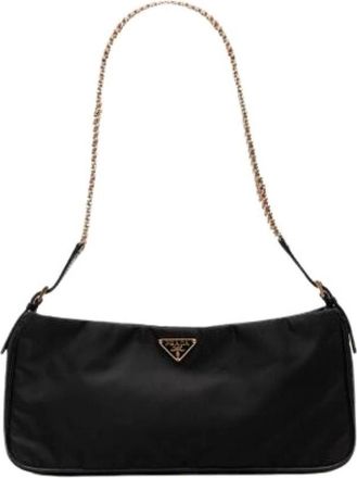 Prada Pre-owned Shoulder Bags, female, Black, Size: ONE SIZE Pre-owned Vintage Nylon Shoulder Bag